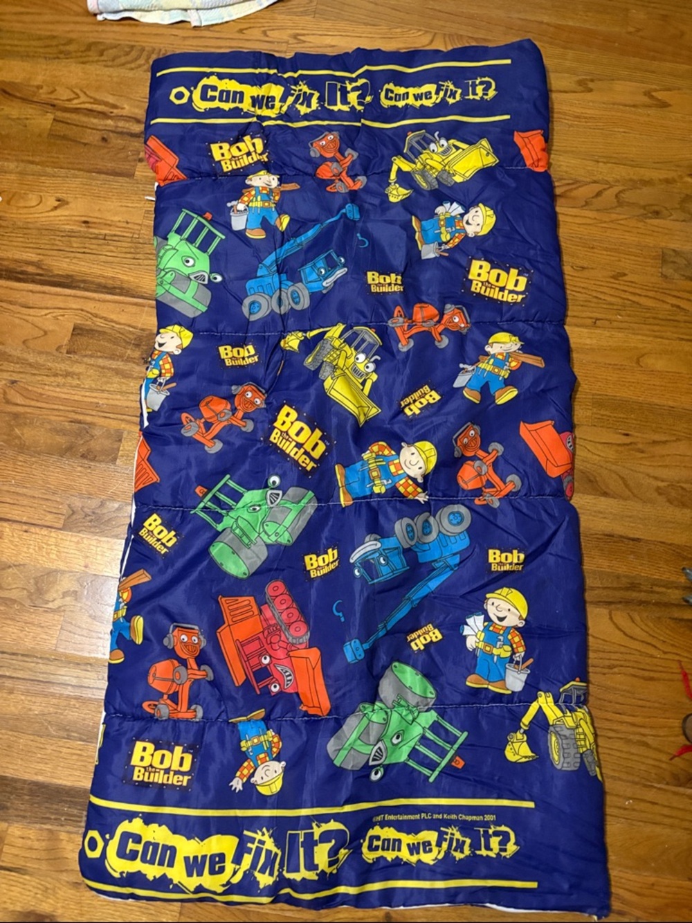 Vintage Bob the Builder Kids Sleeping Bag - Navy with Colorful Characters